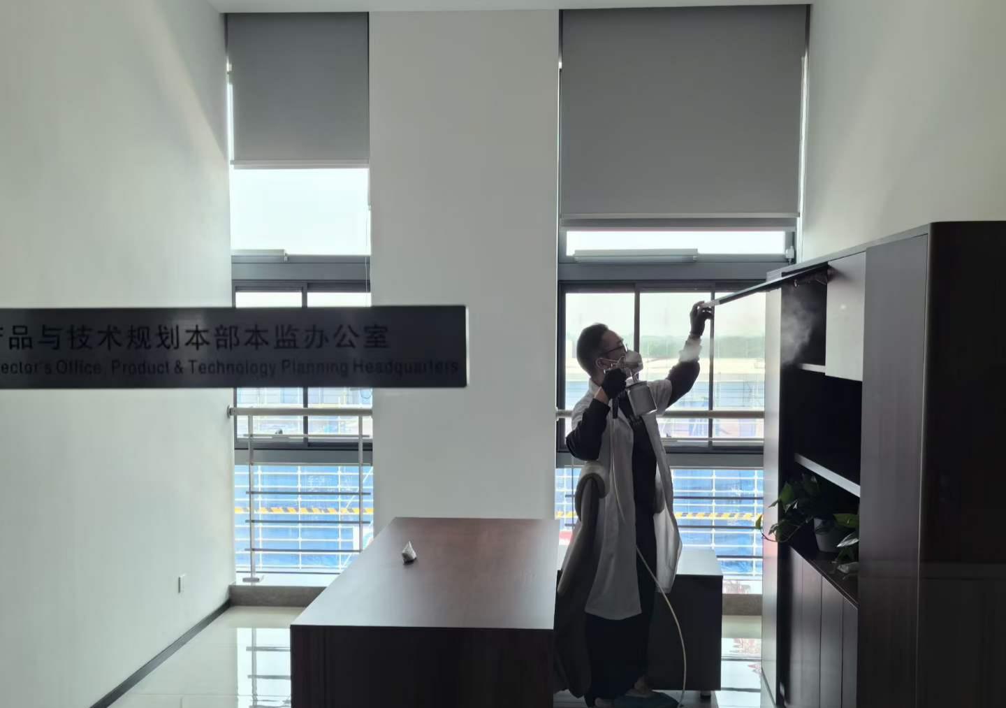 企业办公空间甲醛治理案例｜三一重工室内空气治理与后续复检说明室内空气净化工程现场